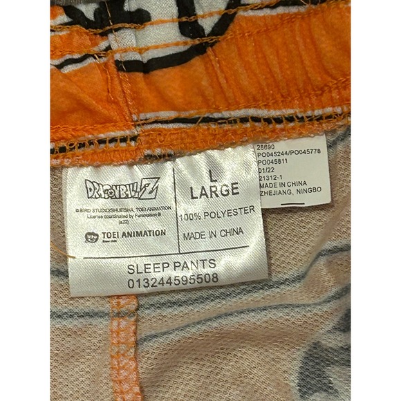 Dragon Ball Z Sleep Joggers Goku Kanji Orange Pajama Pants Men's Large NWT - Picture 4 of 5